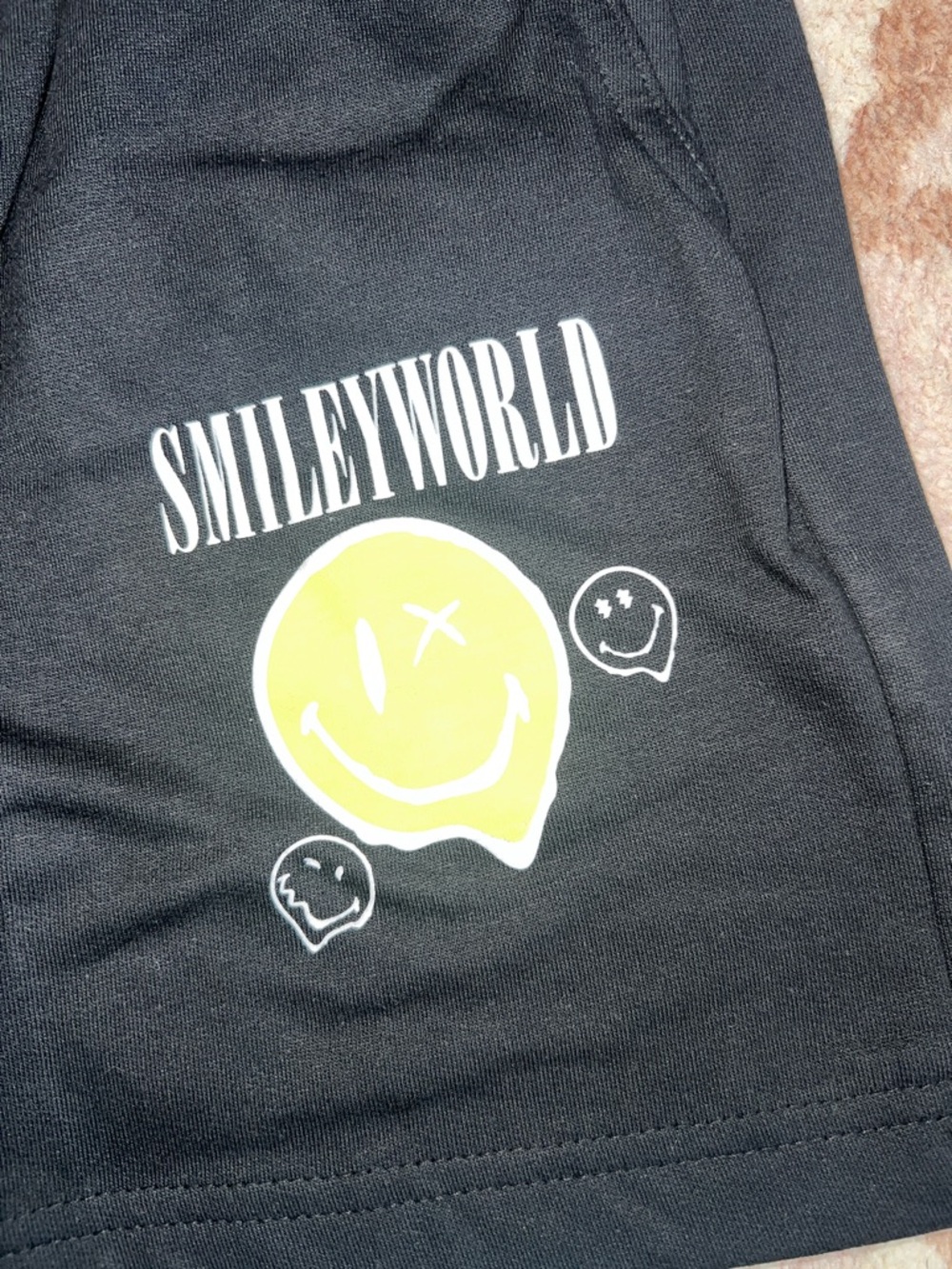 NEW Grayson Threads Black Shorts with Yellow Smiley Graphic - Picture 2 of 8